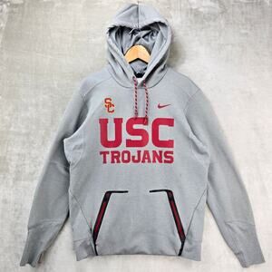 Nike USC Trojans Hoodie Sweatshirt Mens Medium Gray NCAA Dri Fit Swoosh *FLAWS*